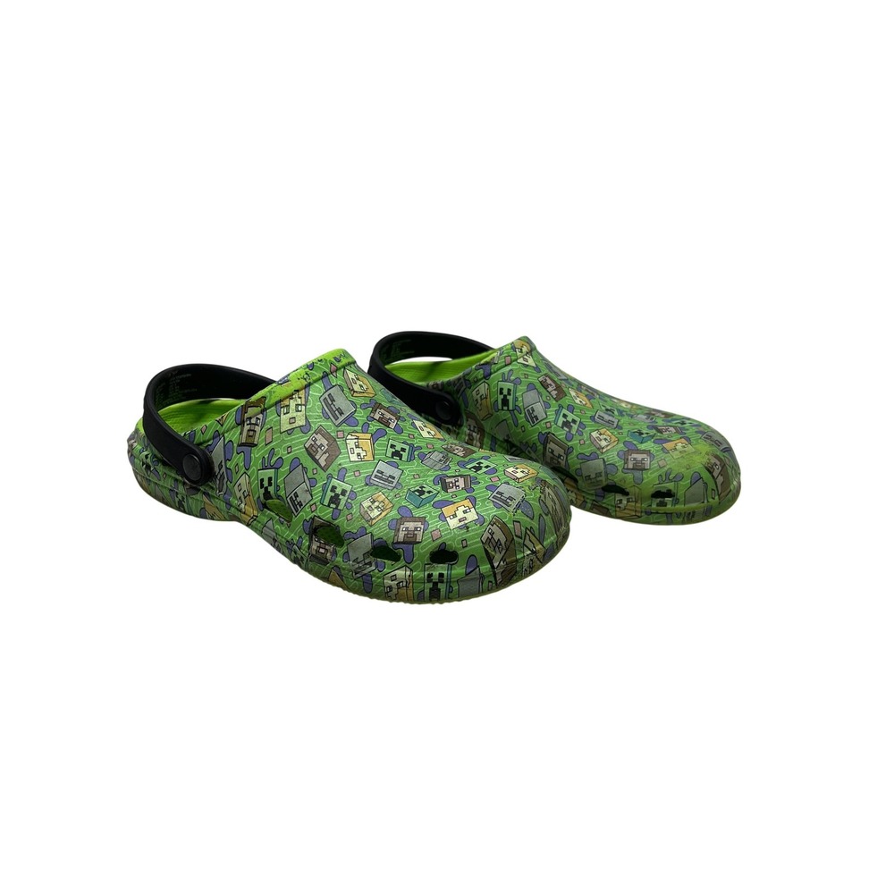 Minecraft Clog Shoes Kids Size 6‎ Green Slip-On Sandals Video Game Print